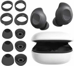 BLUEWALL Ear Tips eartips Compatible with Galaxy Buds FE Earbuds, 2 Pairs S/L Sizes Earhooks & 3 Pairs S/M/L Sizes Ear Tips Replacement, Compatible with Galaxy Buds FE Earbuds SM-R400 4 6 Black