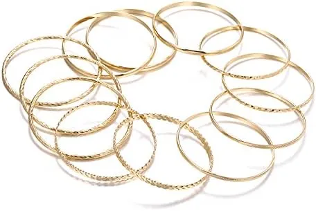Bohemian Silver Bangle Bracelets Set for Women- Multi Layer Stackable Textured Bracelet Retro Indian Chunky Cable Twisted Wristband for Women Best Friend Wedding Bridal Birthday Party Gift