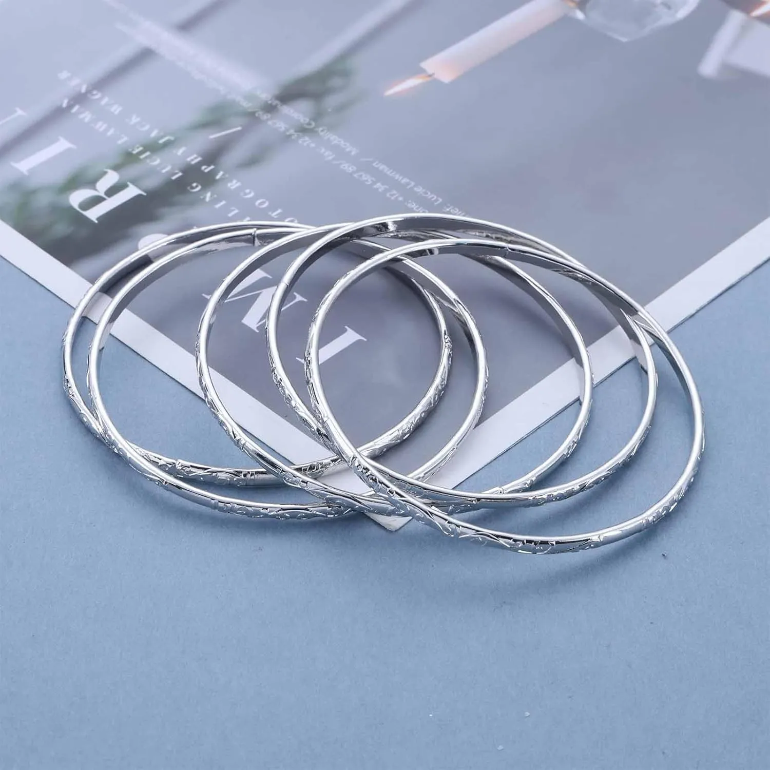 Boho Gold Bangle Bracelet Filled Hammered Bracelet Texture Stacking Bracelet Thin Round Bangle Bracelets Hinged Classic Bracelet Jewelry Set for Women(Gold1)