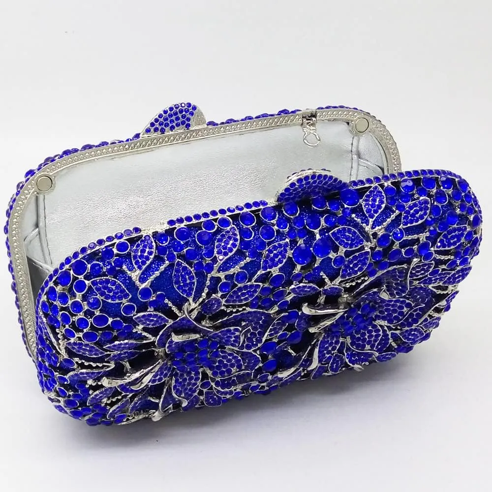 Boutique De FGG Flowers Women Crystal Clutch Purses Evening Minaudiere Bags Wedding Party Bridal Rhinestones Handbags,Mini