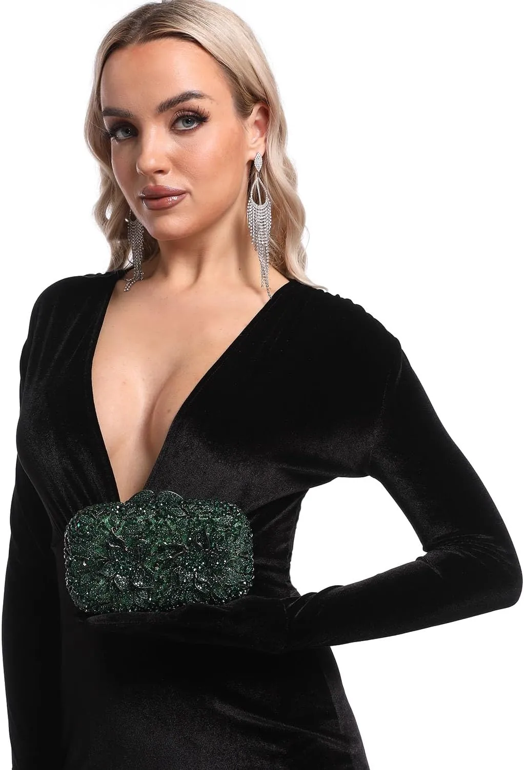 Boutique De FGG Flowers Women Crystal Clutch Purses Evening Minaudiere Bags Wedding Party Bridal Rhinestones Handbags,Mini