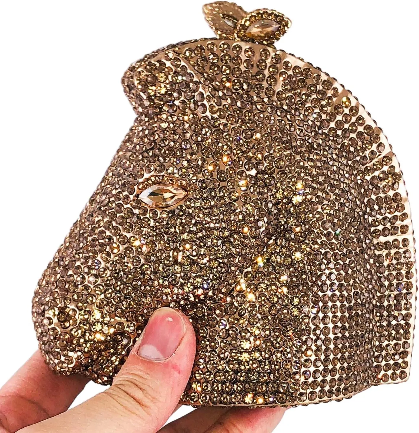 Boutique De FGG Horse Head Crystal Clutch Bags Women Animal Rhinestone Evening Handbags Party Crystal Clutch Purses,Mini