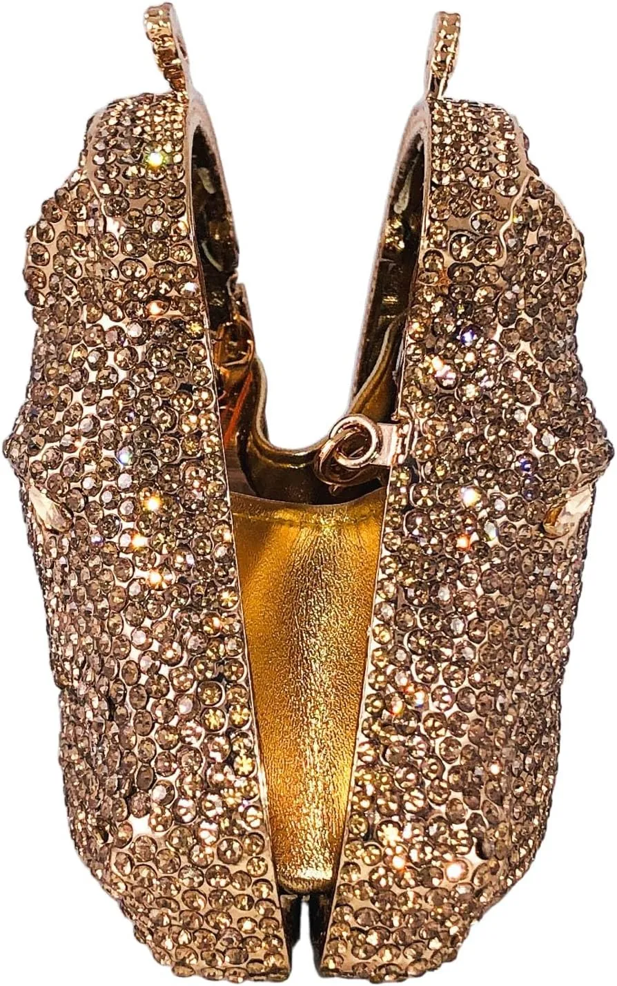Boutique De FGG Horse Head Crystal Clutch Bags Women Animal Rhinestone Evening Handbags Party Crystal Clutch Purses,Mini