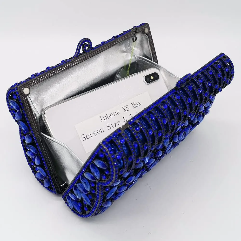 Boutique De FGG Sparkling Rhinestone Clutch Purses for Women Formal Evening Bags Bridal Wedding Crystal Clutch Handbags,Mini