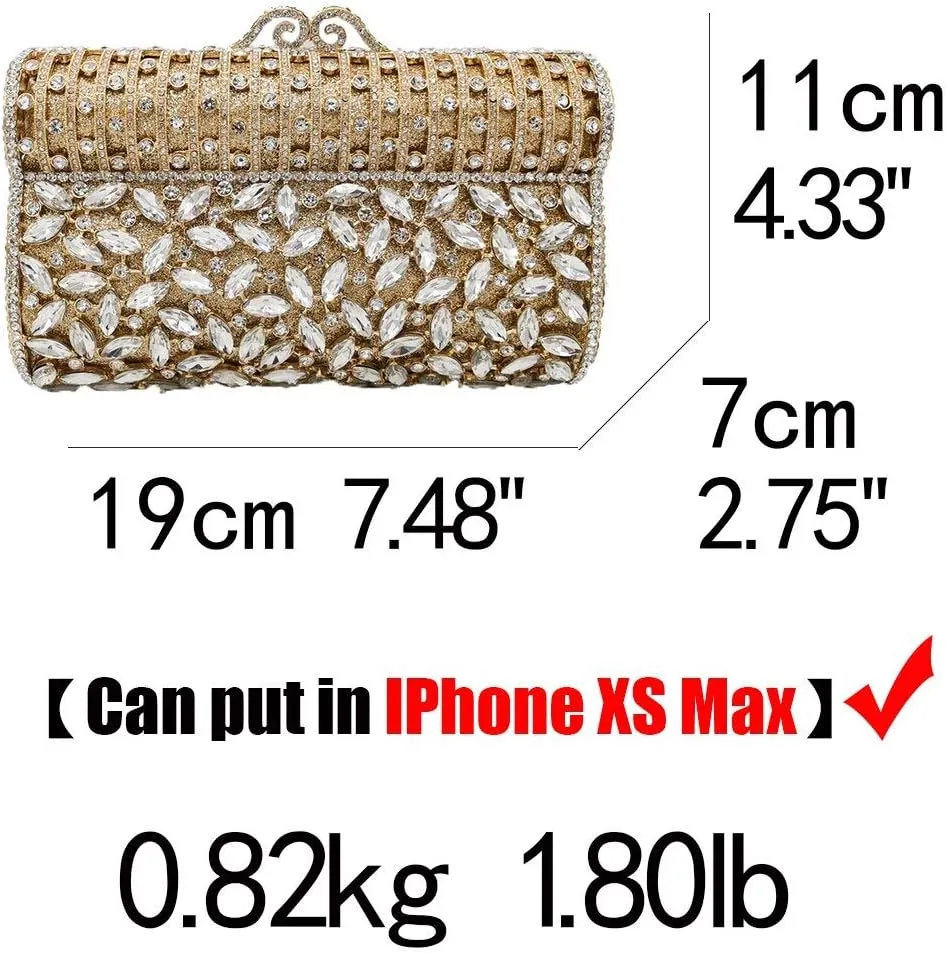 Boutique De FGG Sparkling Rhinestone Clutch Purses for Women Formal Evening Bags Bridal Wedding Crystal Clutch Handbags,Mini
