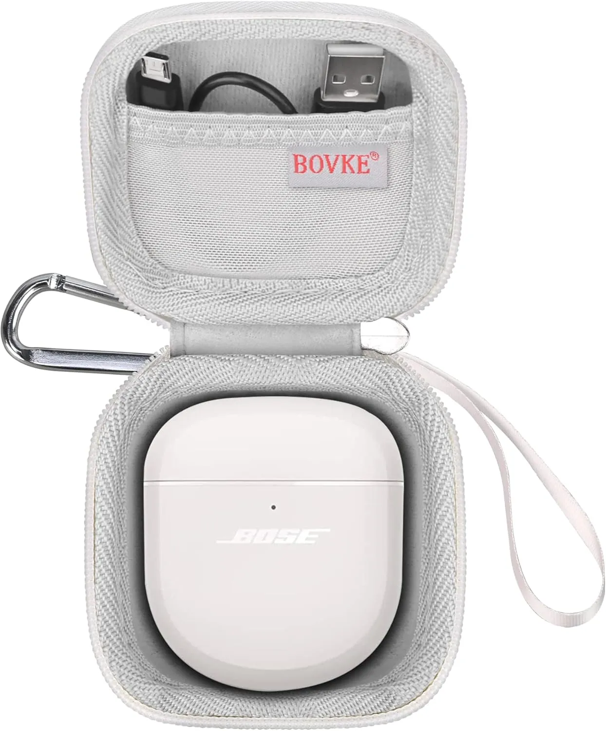 BOVKE Carrying Case for Bose QuietComfort II/QC 2/Ultra/Open Earbuds Wireless Headphones, Pocket for Cables and Eartips, Soapstone (Case Only)