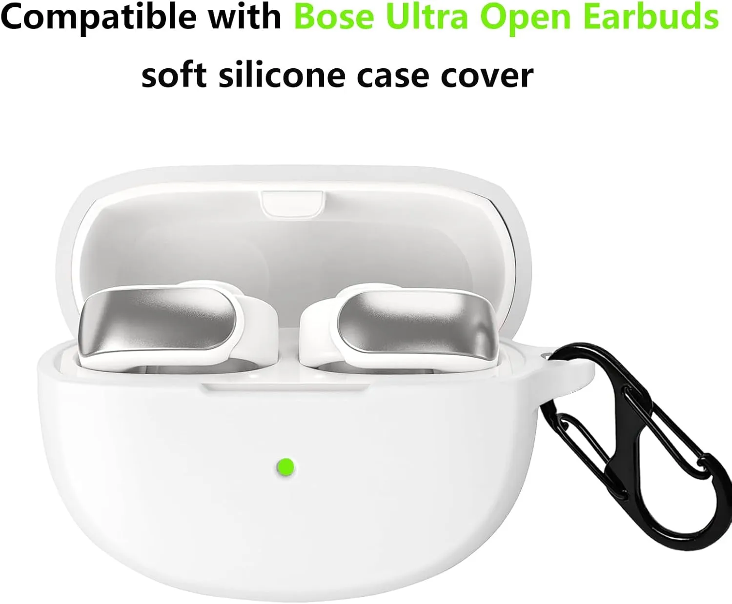 Case for Bose Ultra Open Earbuds (2024), Soft Silicone Protective Case Cover with Bling Keychain Accessories for Women Girls (White)