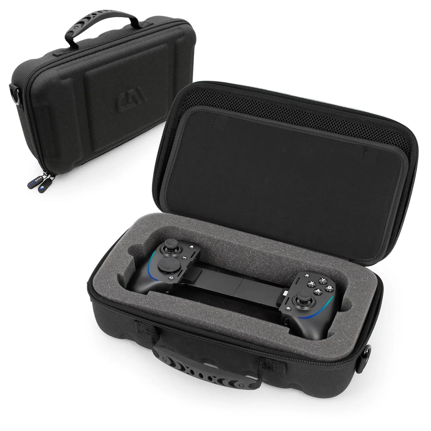 CASEMATIX Travel Case Fits Razer Kishi Ultra Gaming Controller and Mobile Gaming Phone Controller Accessories, Includes Shoulder Strap, Impact Resistant Foam and Separate Storage For Chargers Cables