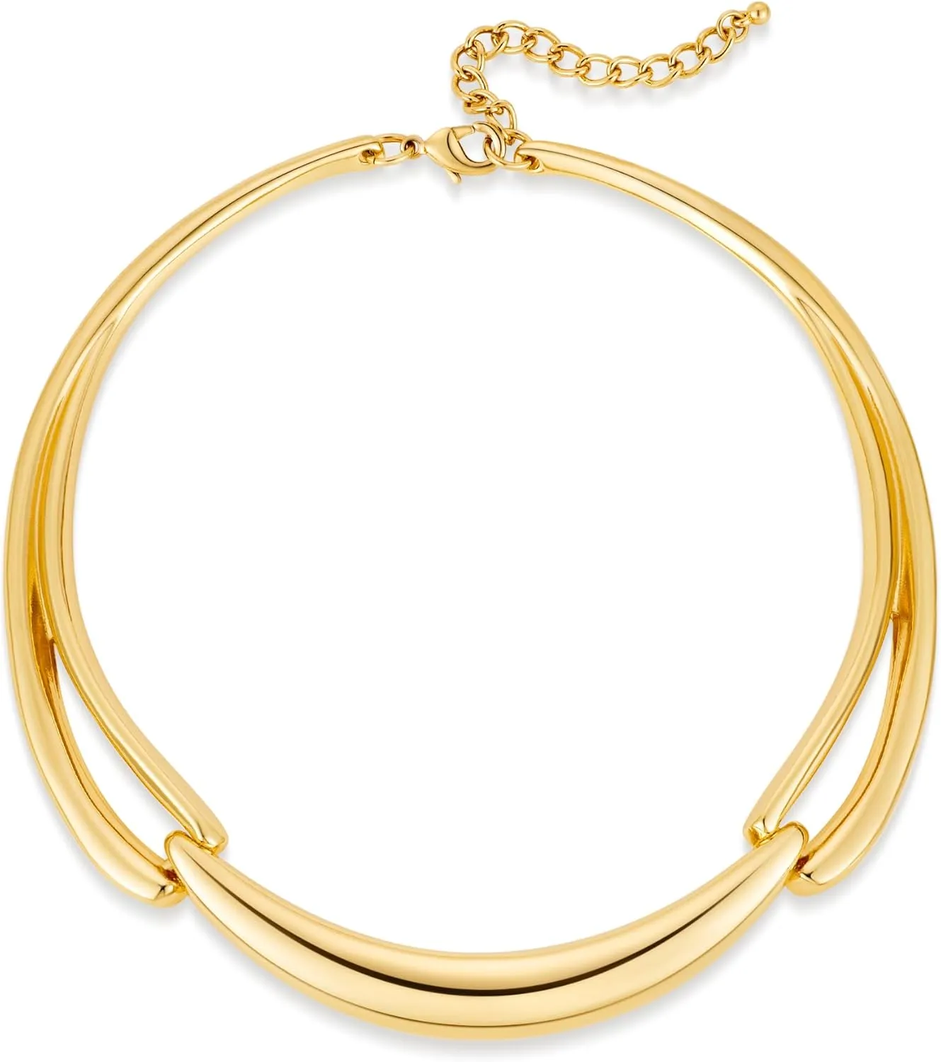 Chunky Gold Statement Choker Collar Necklaces for Women Trendy Thick Irregular Choker Necklace Adjustable Gold Necklaces Bold Fashion Jewelry