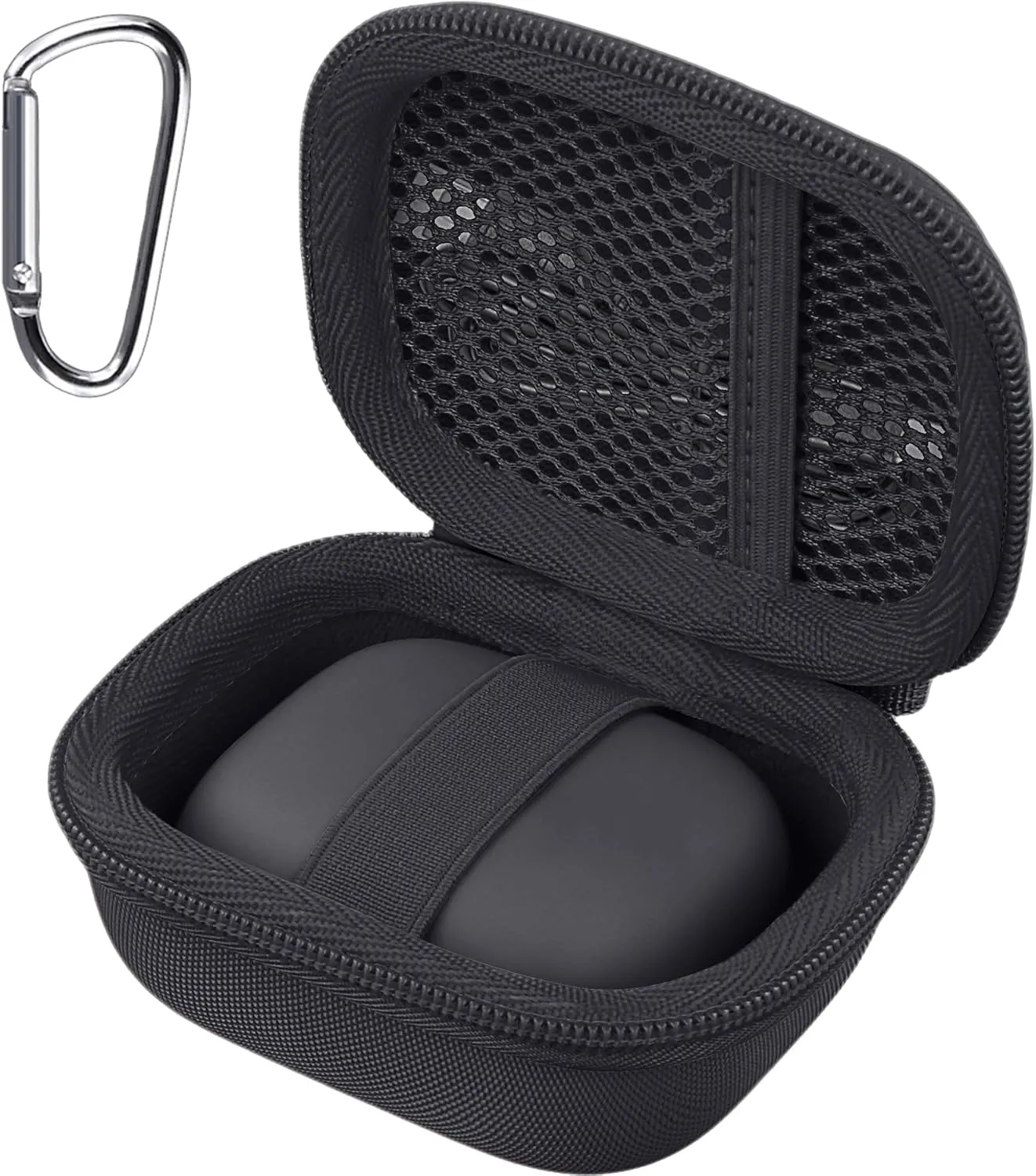 co2CREA Hard Case for Beats Powerbeats Pro 2 with Carabiner Clip, Shockproof Earbuds Storage Box  Protective Travel Cover for Powerbeats Pro 2 Wireless Bluetooth Earbuds (Jet Black Case)