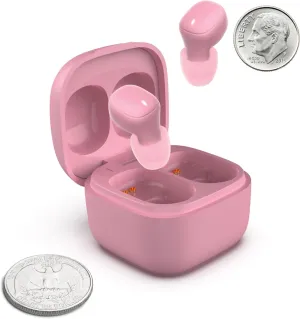 Coby Mini True Wireless Earbuds, Worlds Smallest Wireless Ear Buds, Lightweight in-Ear Headphones & Case, Built-in Mic | Bluetooth Headphones 12-HR Play (Pink)