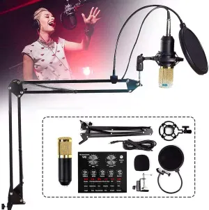 Condenser Microphone Bundle, Streaming Kit,Microphones, for Podcasting with Live Sound Card, Adjustable Mic Suspension Scissor Arm Vocal Microphones