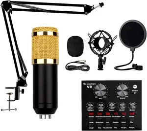 Condenser Microphones, PC Laptop Condenser Mic Kit USB Microphone Bundle Professional Podcast Microphones with Adjustable Mic Arm Stand Shock for Podcastin