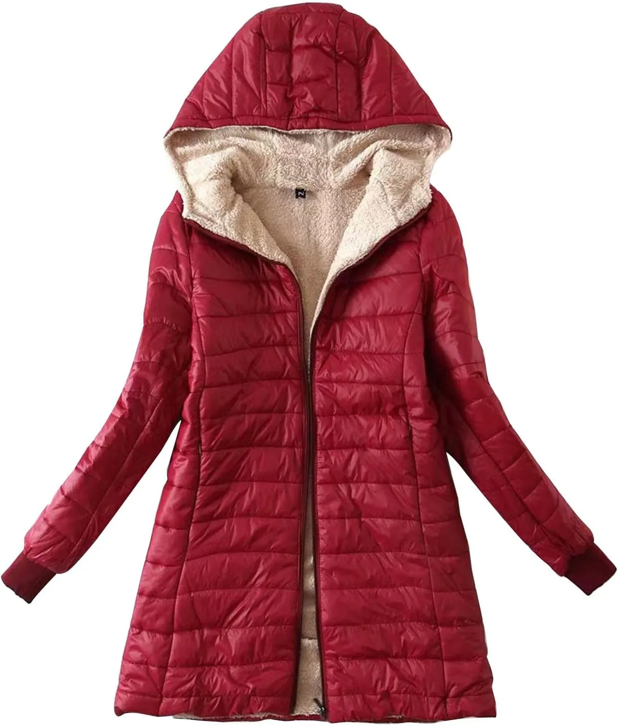 cooki Winter Coats for Women Fleece Lined Puffer Coat Women Long Thickened Down Coat Warm Soft Parka Hooded Puffer Jackets