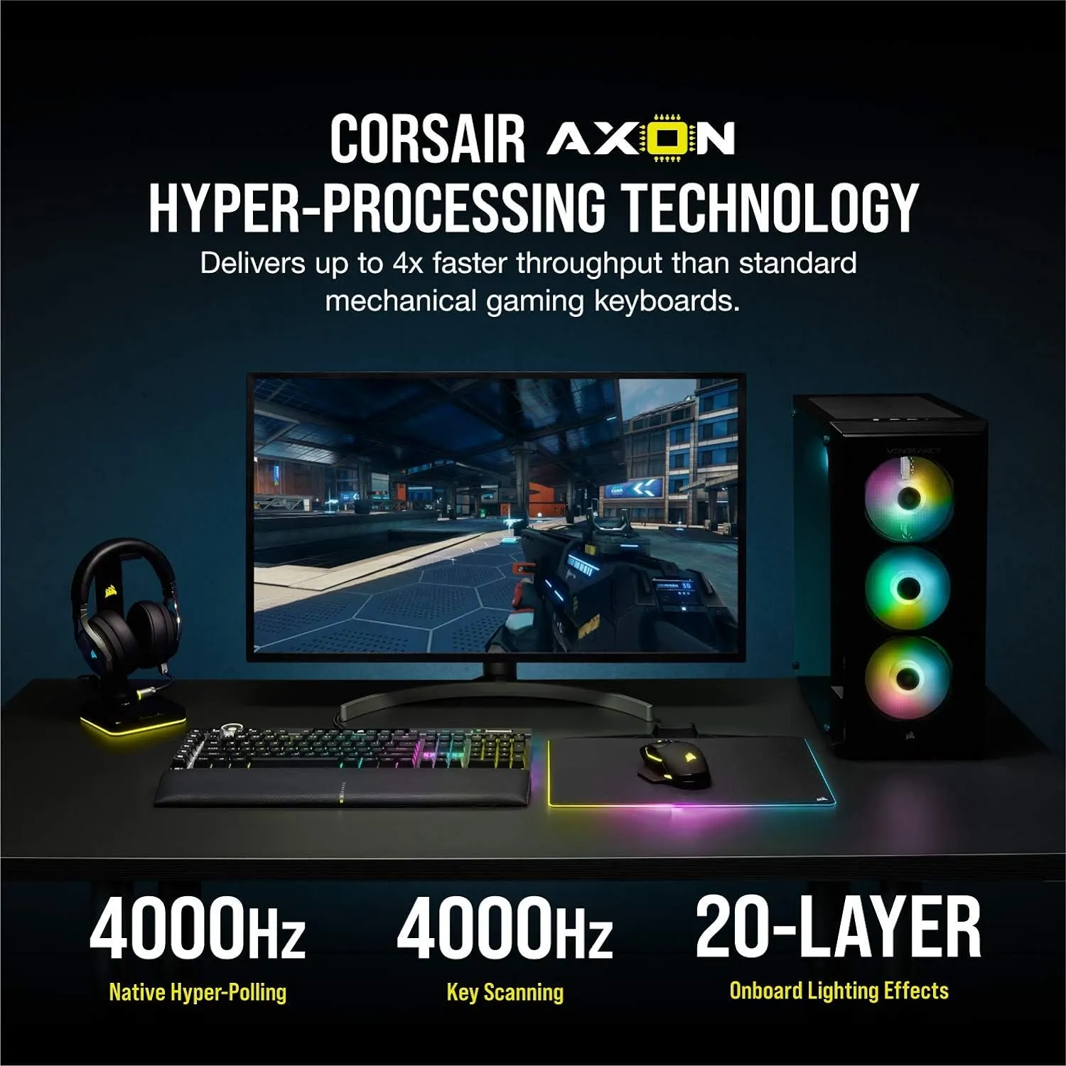 Corsair K100 RGB Optical-Mechanical Wired Gaming Keyboard - OPX Switches - PBT Double-Shot Keycaps - Elgato Stream Deck and iCUE Compatible - QWERTY NA Layout - Black