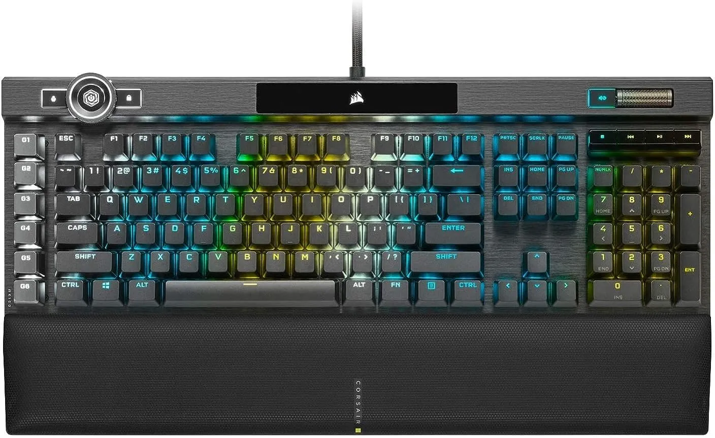 Corsair K100 RGB Optical-Mechanical Wired Gaming Keyboard - OPX Switches - PBT Double-Shot Keycaps - Elgato Stream Deck and iCUE Compatible - QWERTY NA Layout - Black
