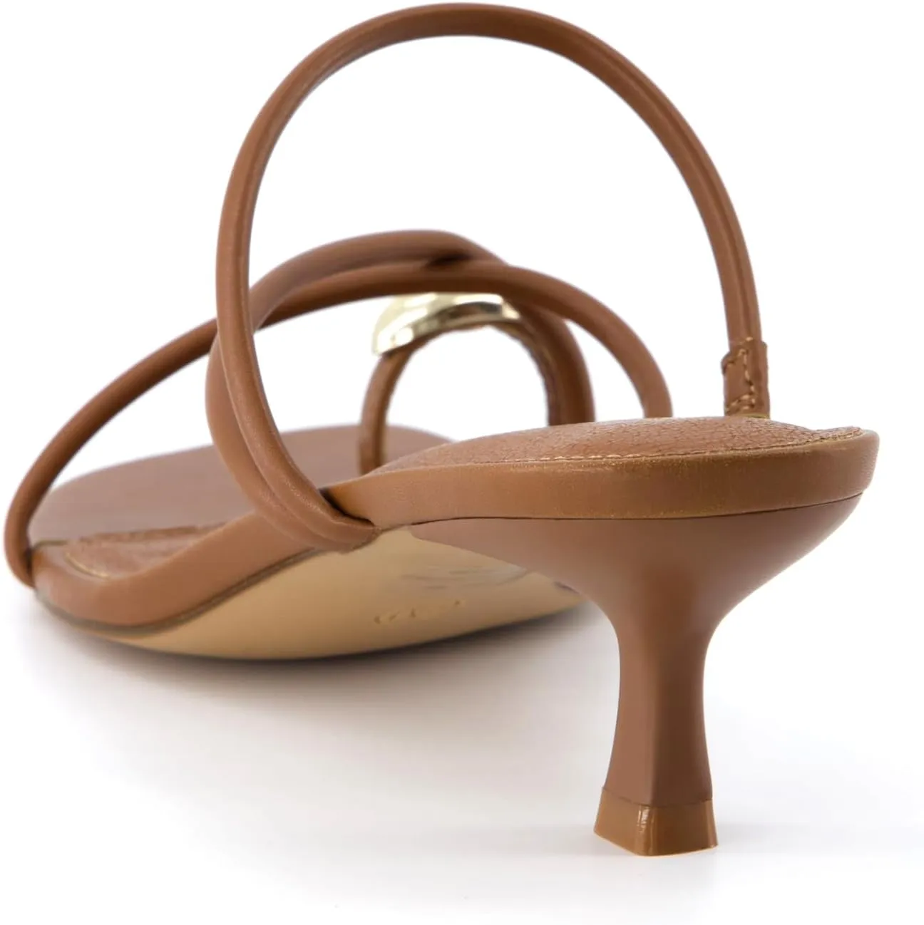 CUSHIONAIRE Maui Womens Strappy Toe-Ring Slip On Kitten Heel  Vegan Leather Dress Sandal   Memory Foam