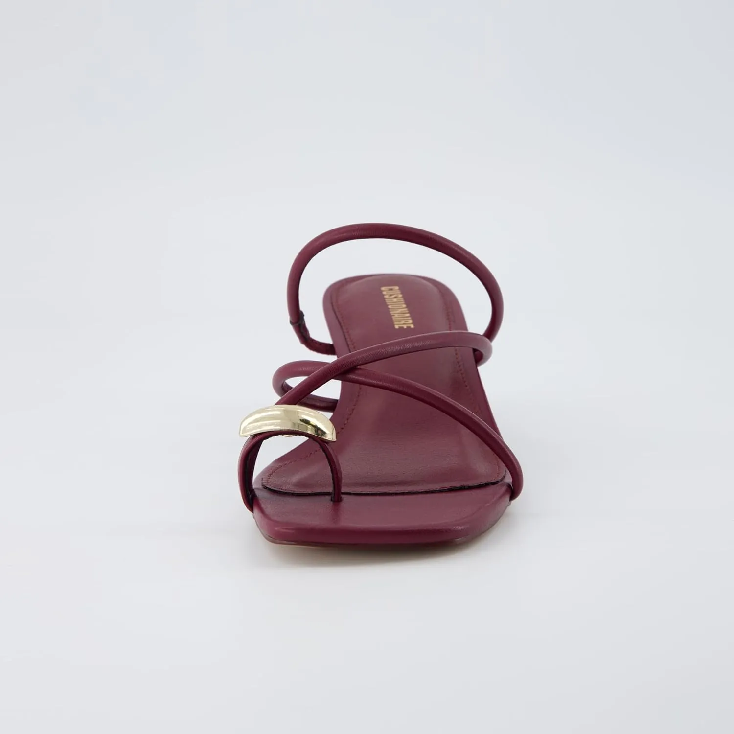 CUSHIONAIRE Maui Womens Strappy Toe-Ring Slip On Kitten Heel  Vegan Leather Dress Sandal   Memory Foam