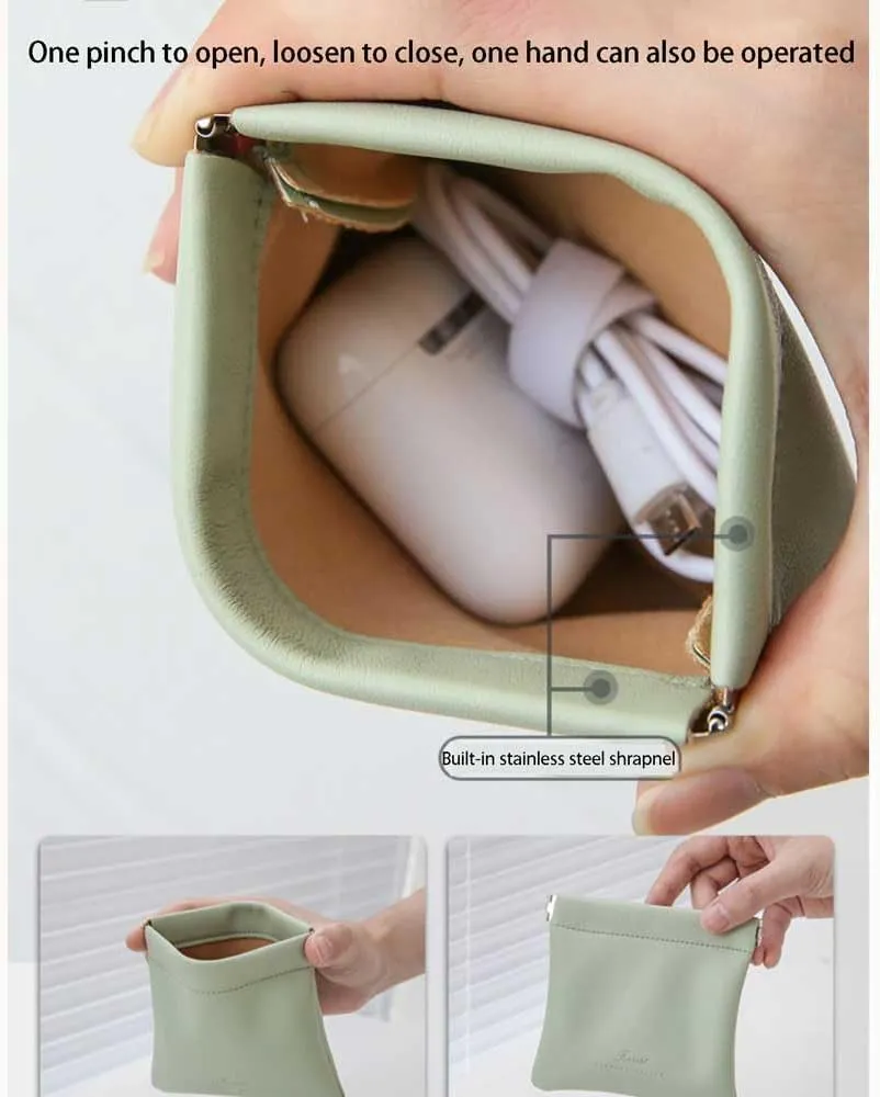 Data Cable Storage Bag,Leather Data Cable Case,Waterproof Electronics Accessories Storage Cases,Compact Cable Storage,Portable Travel Organizer Bag,for Chargers and More
