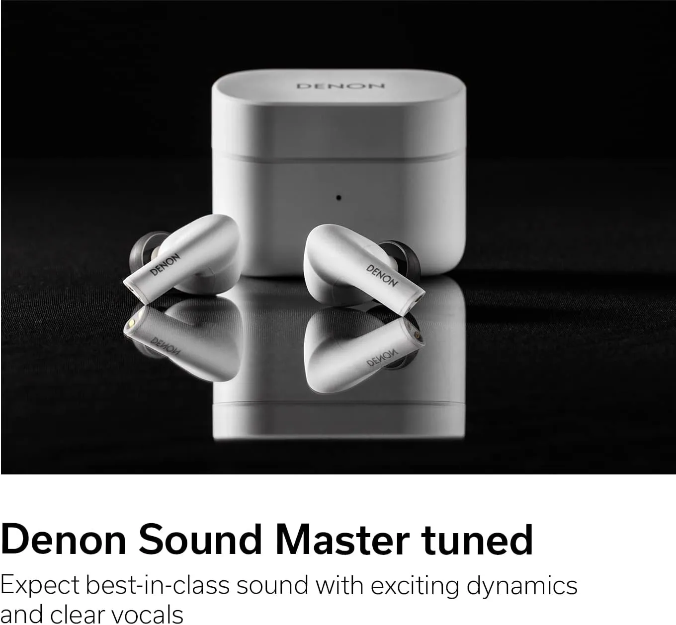Denon AH-C630W True Wireless Earphones, in-Ear Bluetooth Earbuds with Mic, 18 Hours of Battery Life, IPX4 Rated Water Resistance, Includes (3) Silicone Ear Tips & Charging Cable, Black