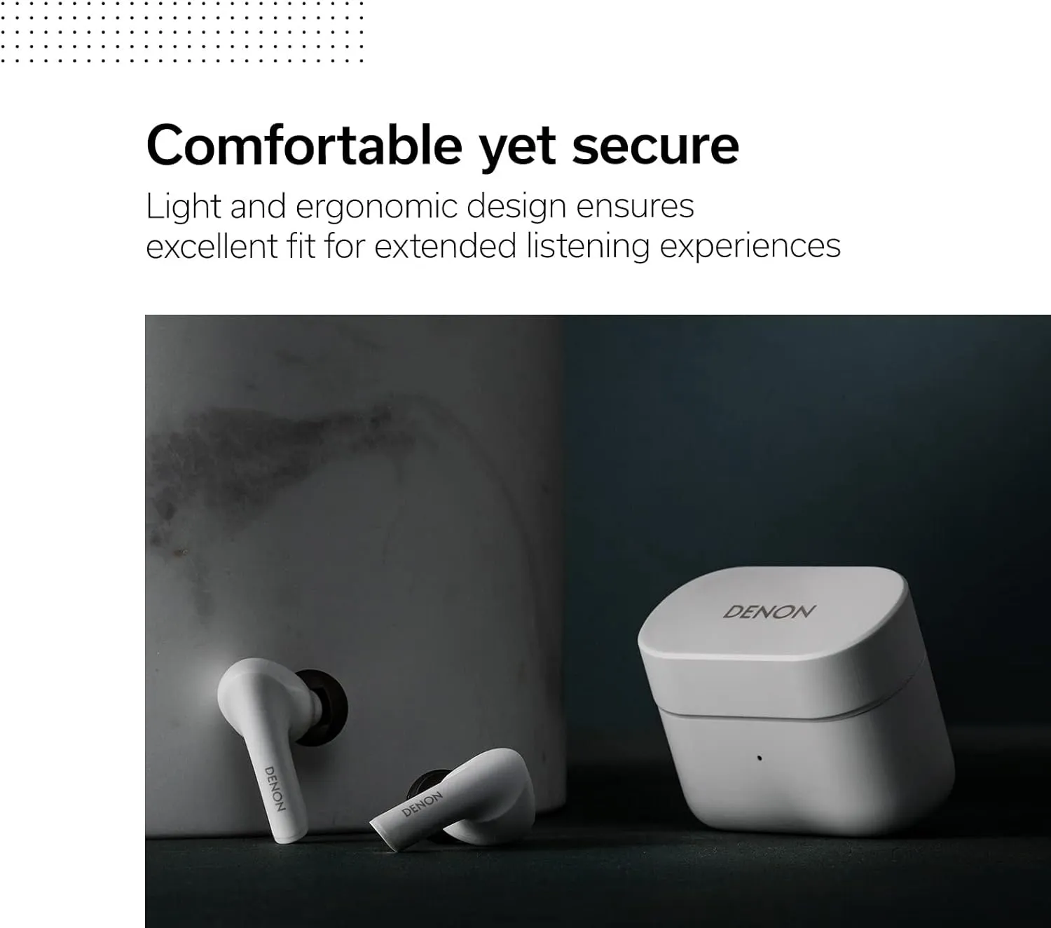 Denon AH-C630W True Wireless Earphones, in-Ear Bluetooth Earbuds with Mic, 18 Hours of Battery Life, IPX4 Rated Water Resistance, Includes (3) Silicone Ear Tips & Charging Cable, Black