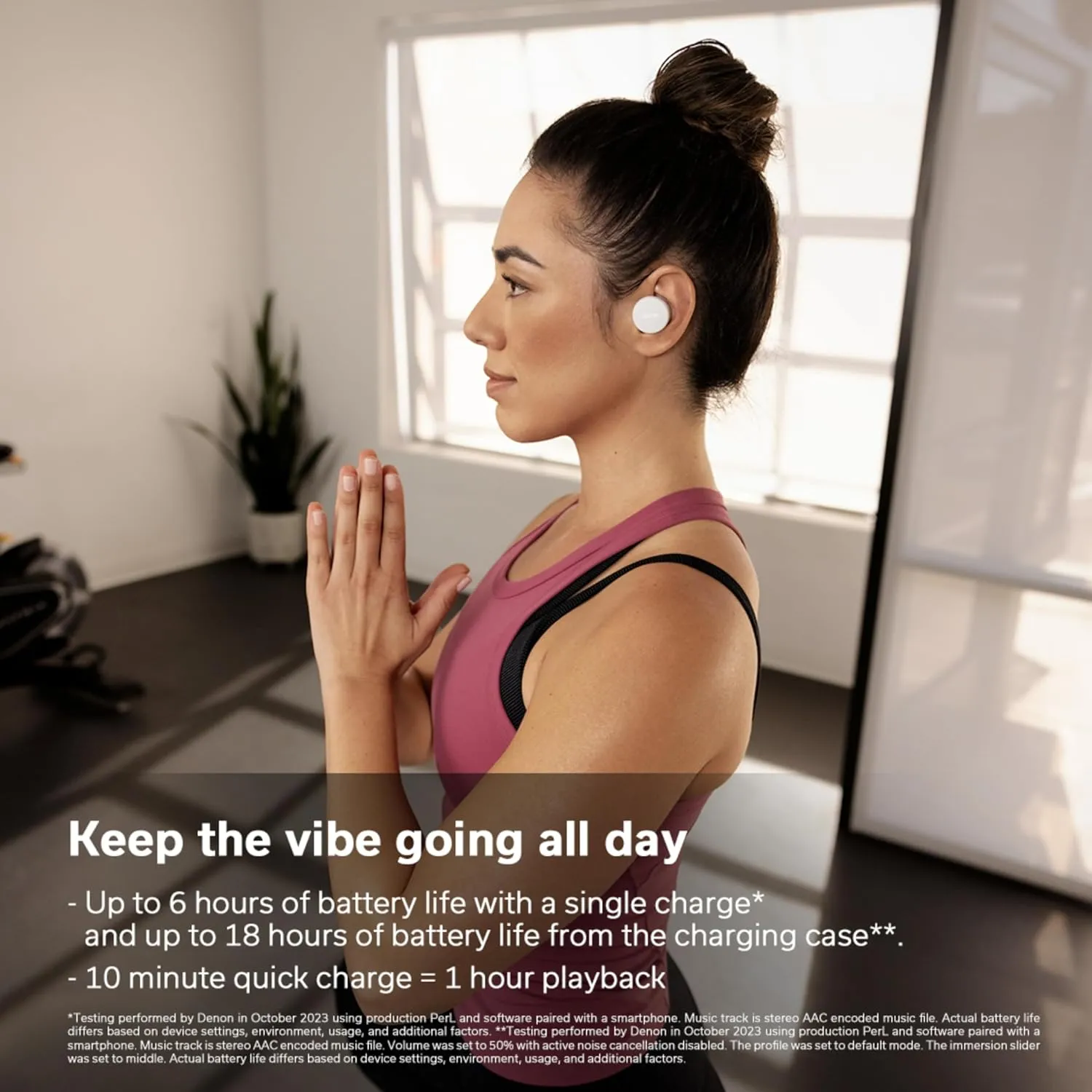 Denon PerL True Wireless Earbuds - Active Noise Cancelling, Bluetooth, Personalized Sound with Masimo Adaptive Acoustic Technology, 24-Hr Battery Life, Wireless Charging, White