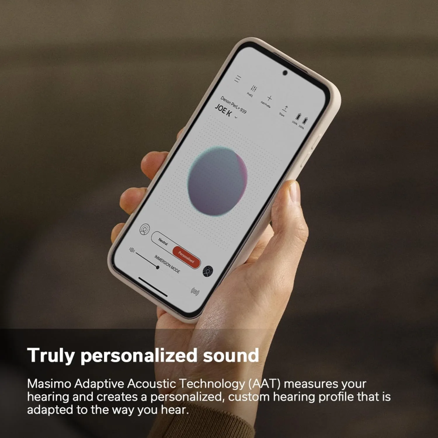 Denon PerL True Wireless Earbuds - Active Noise Cancelling, Bluetooth, Personalized Sound with Masimo Adaptive Acoustic Technology, 24-Hr Battery Life, Wireless Charging, White