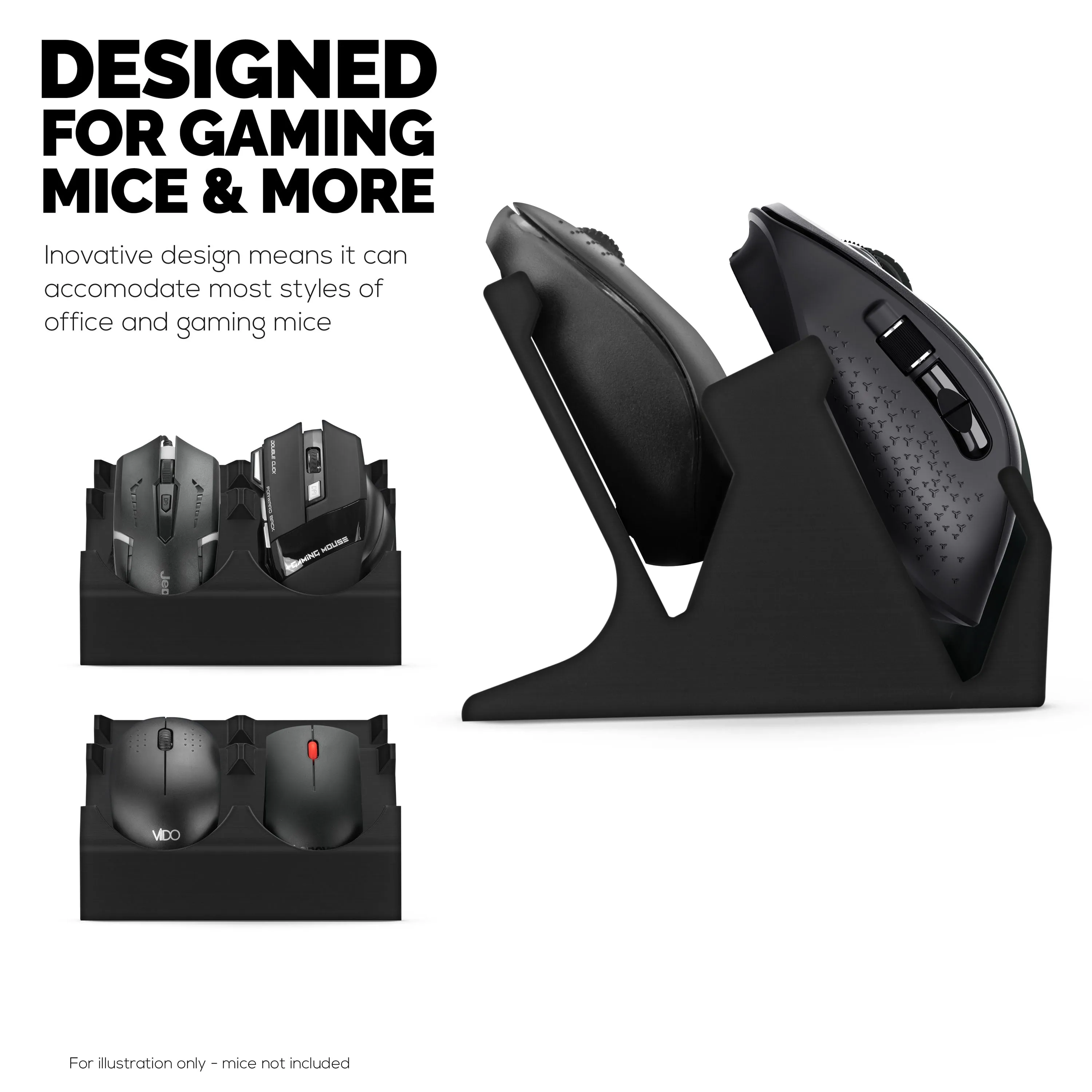 Desktop Quad PC Mouse Stand Holder for Gaming & Office Mice From Logitech, Razer, Corsair & More