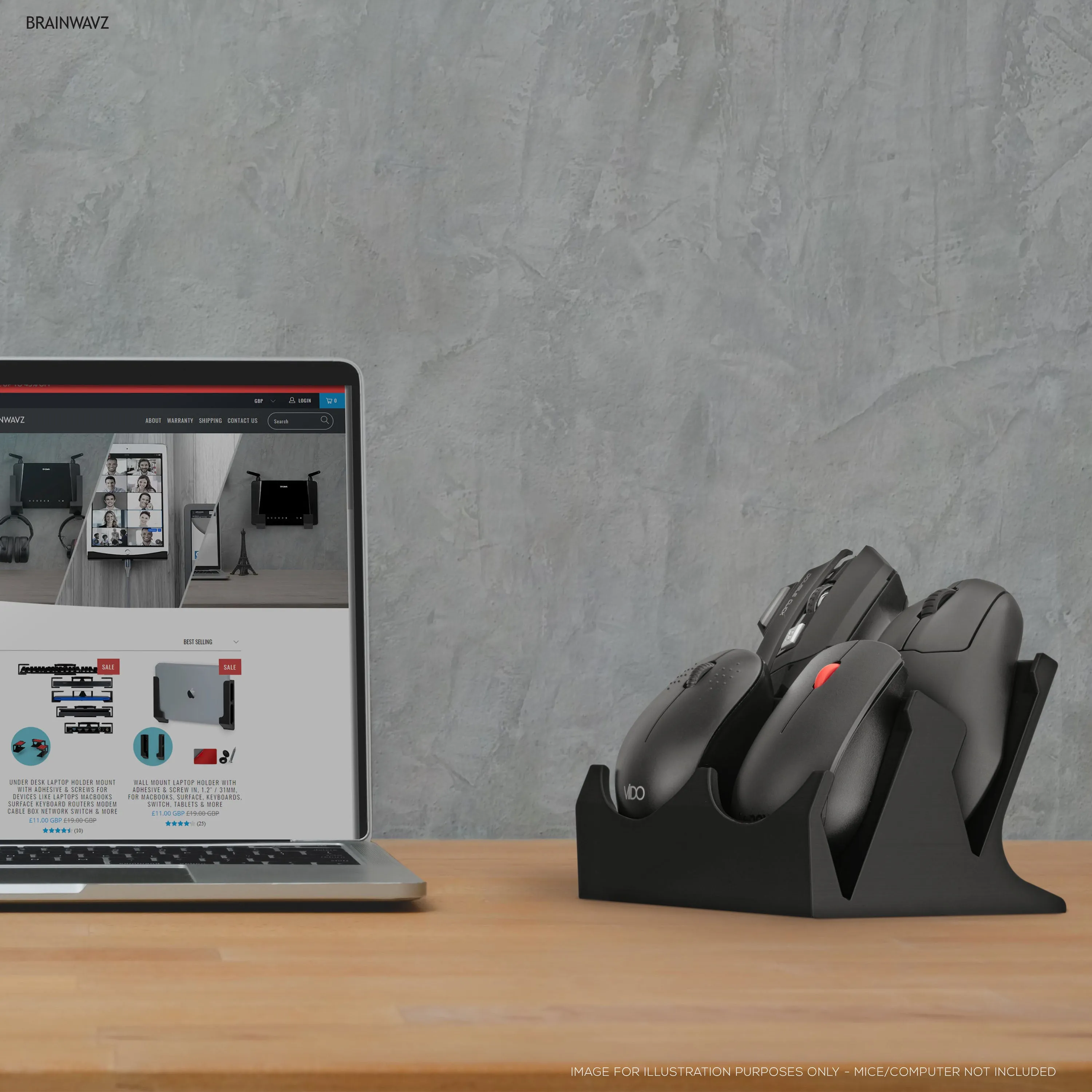 Desktop Quad PC Mouse Stand Holder for Gaming & Office Mice From Logitech, Razer, Corsair & More