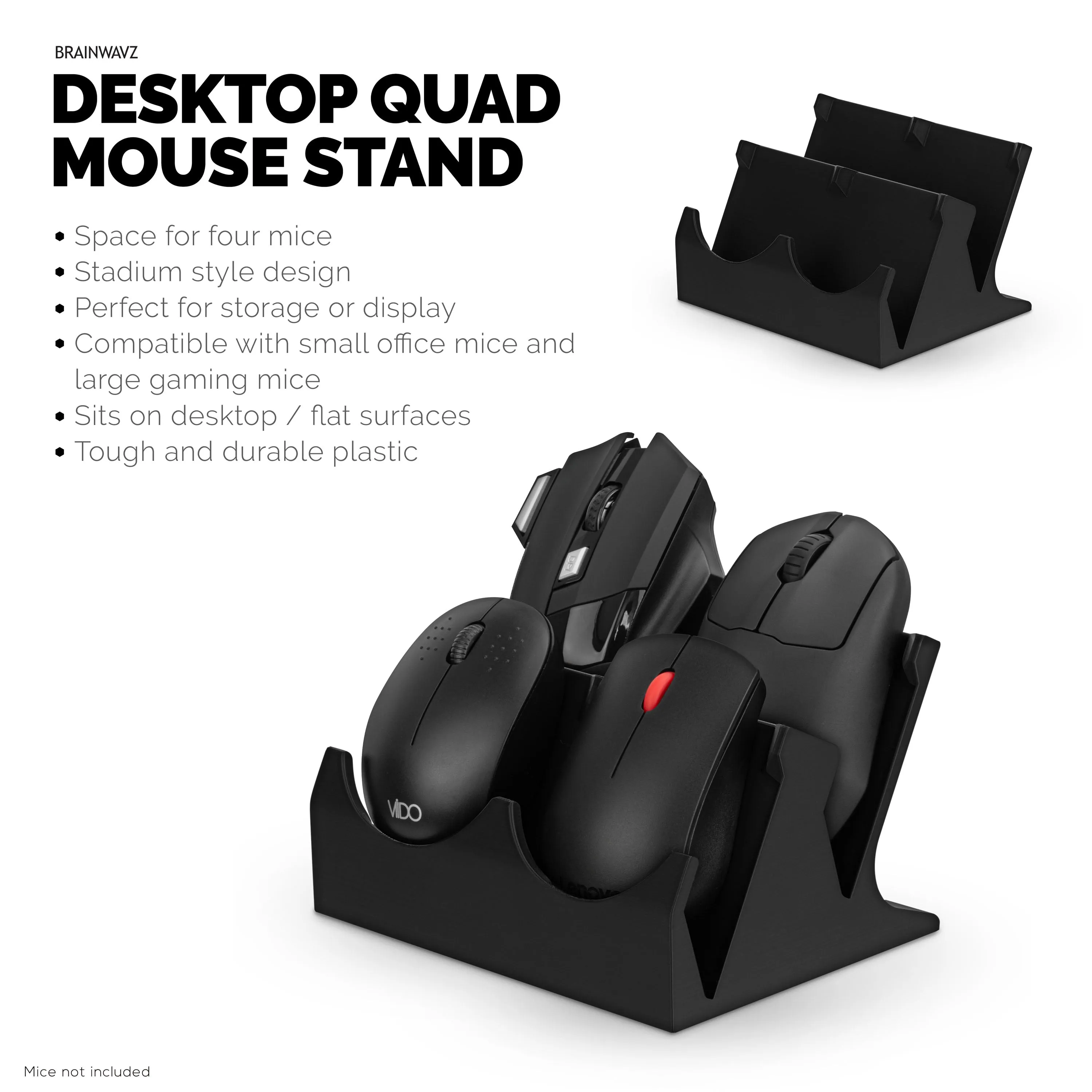 Desktop Quad PC Mouse Stand Holder for Gaming & Office Mice From Logitech, Razer, Corsair & More
