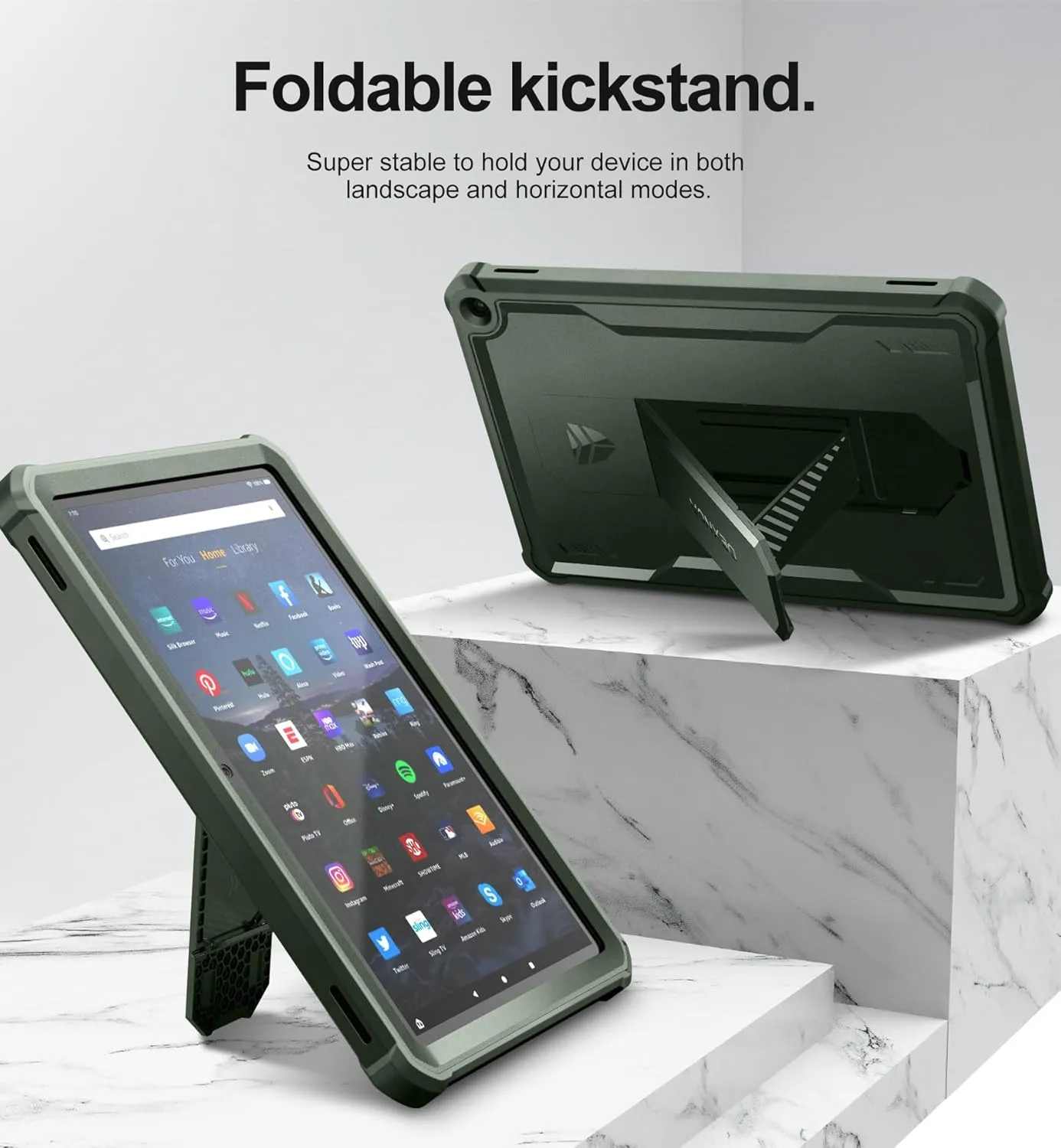 Dexnor Tablet Case for Amazon Fire HD 10 and 10 Plus 10.1" (Only Fit 11th Gen/2021 Release), [Built in Screen Protector & Kickstand] Heavy Duty Shockproof Full Body Protective Cover-Green