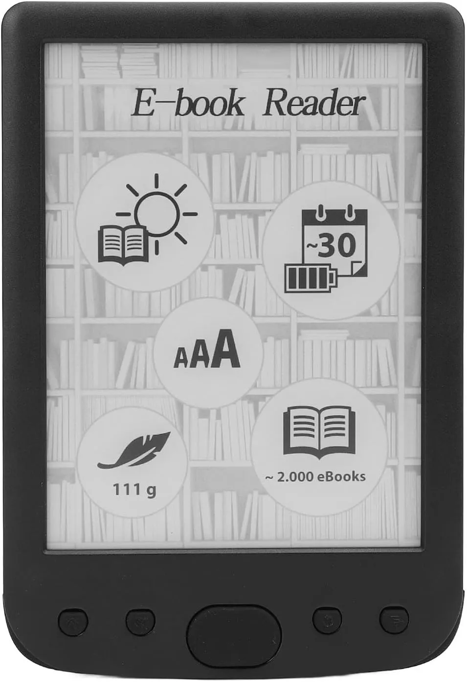 E Book Reader with Ink Screen 6 inch, E Reader, Electric Book Reader Touch Screen with 8G Memory 2500mAh Battery Lightweight Electric Reader, Comfortable Grip
