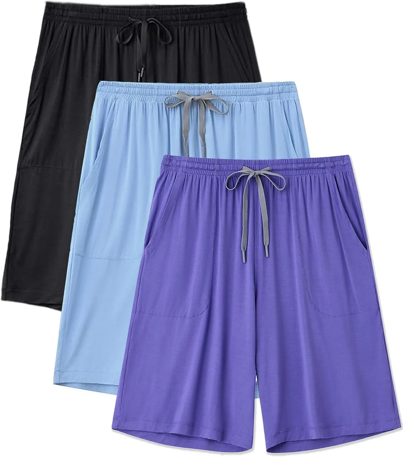 EA'S SECRET Mens Pajama Shorts Bamboo Drawstring Men's Sleep Shorts Soft Lounge Pajama Bottoms with Pockets 2 Pack