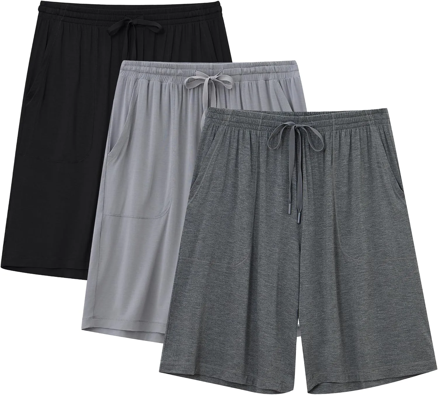EA'S SECRET Mens Pajama Shorts Bamboo Drawstring Men's Sleep Shorts Soft Lounge Pajama Bottoms with Pockets 2 Pack