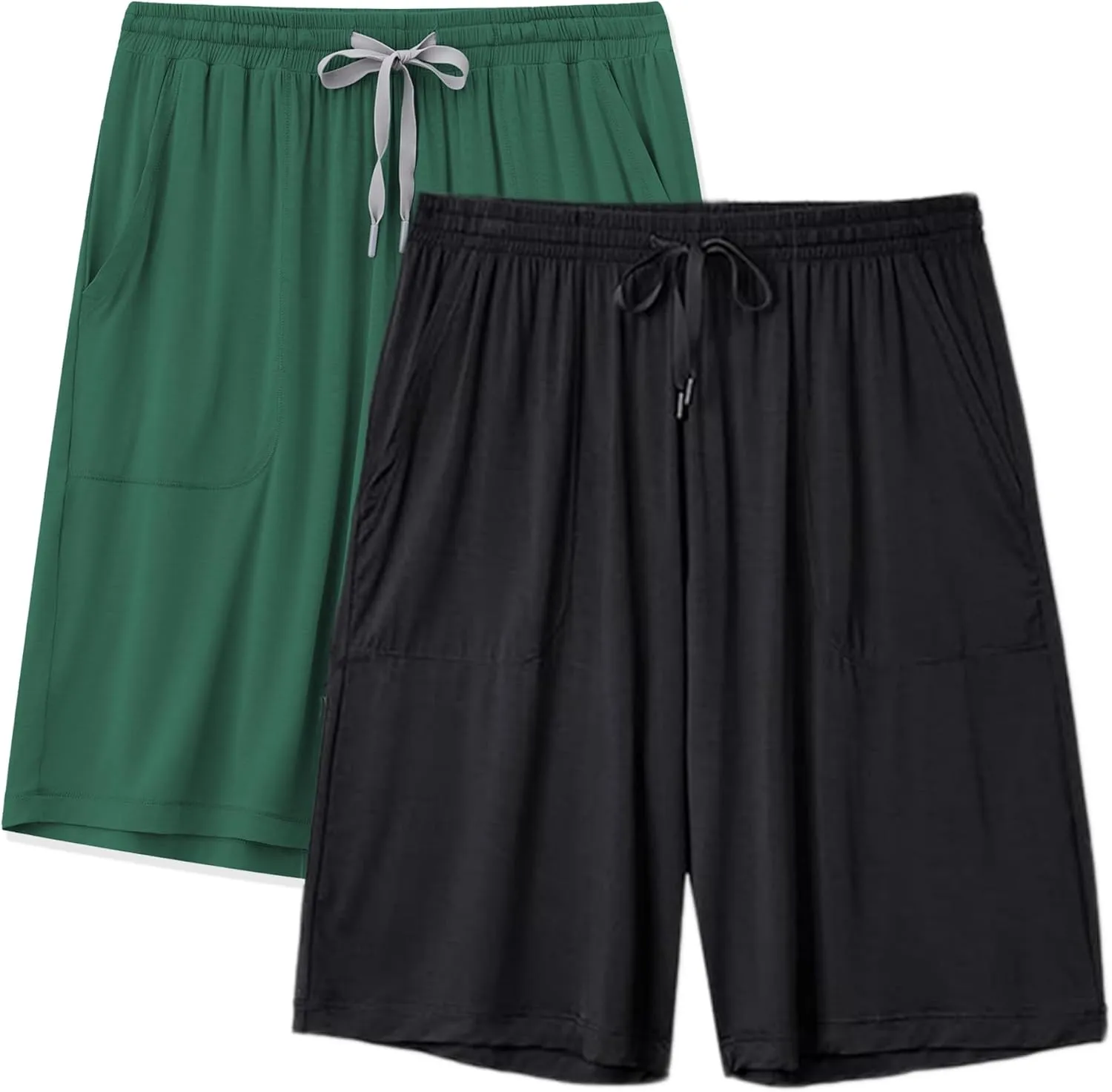 EA'S SECRET Mens Pajama Shorts Bamboo Drawstring Men's Sleep Shorts Soft Lounge Pajama Bottoms with Pockets 2 Pack
