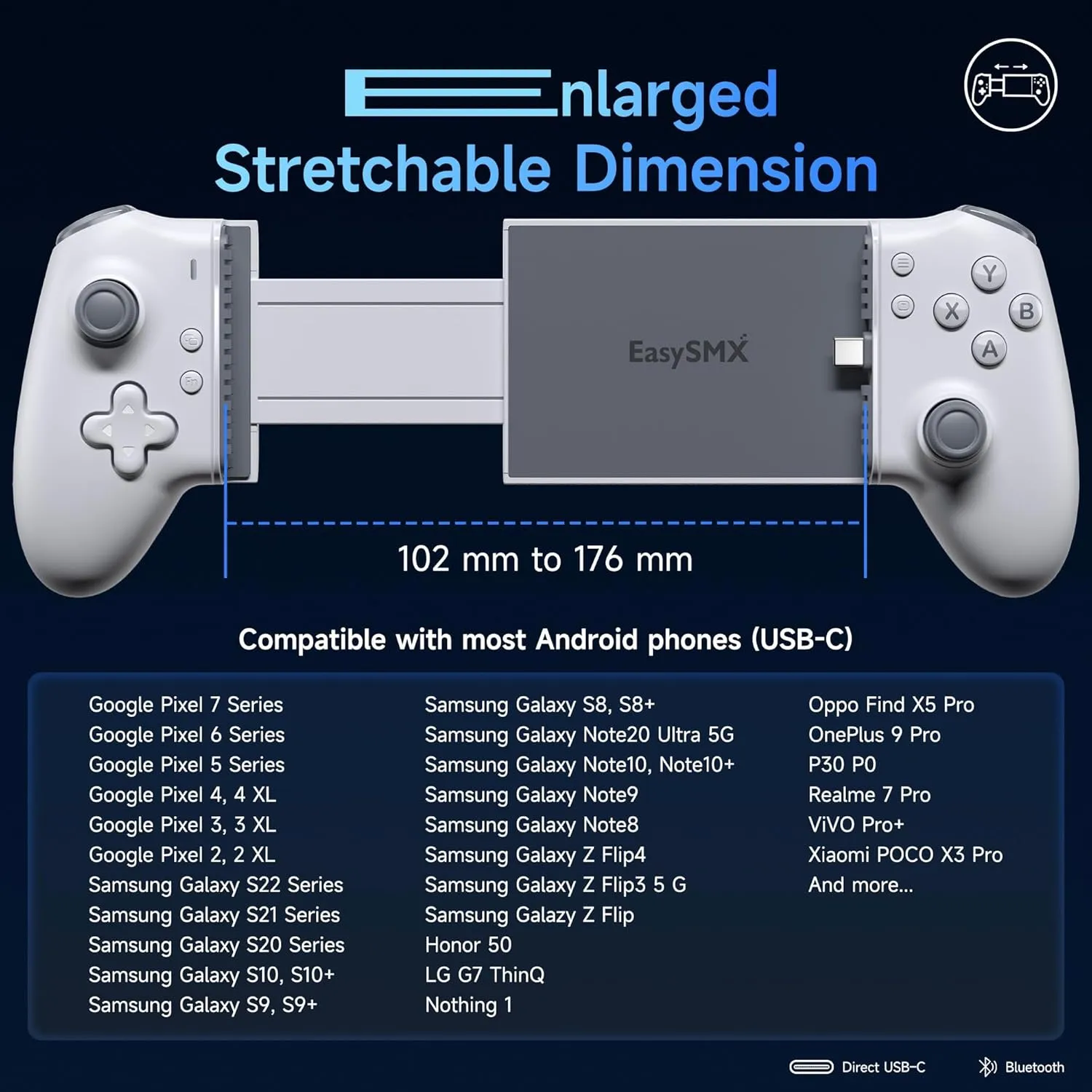 EasySMX M15 Mobile Gaming Controller for Android/iPhone 15 Series,Android Controller with Hall Trigger/Joysticks for Play Minecraft,COD