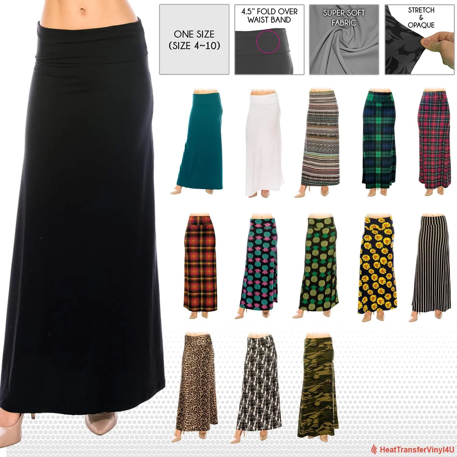 Eevee Women's Fold Over Maxi Skirt (ONE Size)