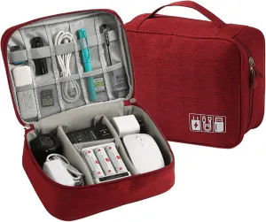 Electronic Accessories Organizer, Portable Travel Cable Storage Bag Tech Pouch with Adjustable Compartments Water-Resistant Handbag for Smart Device Cords Chargers Hard Drives Gadgets