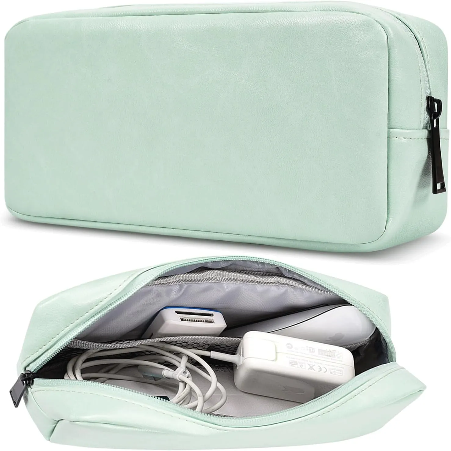 Electronic Organizer Travel Cable Accessories Bag, Electronic Organizer Case, Electronic Accessories Organizer Bag for Power Bank, Chargers, USB Cable, Earphone (Mint Green)