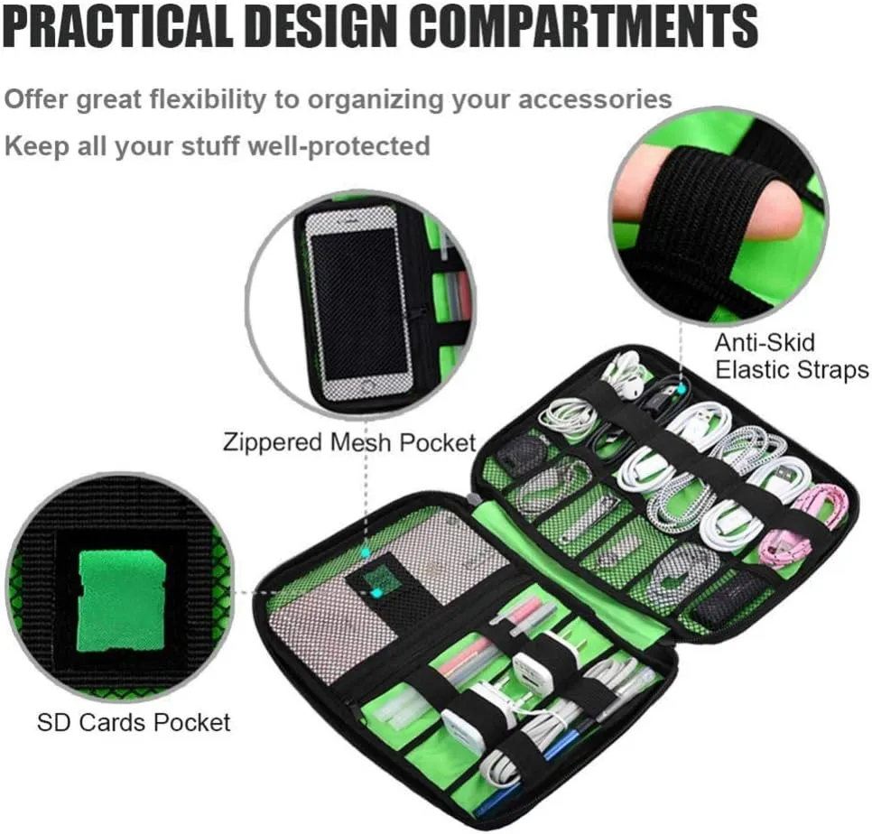 Electronics Organizer, OrgaWise Electronic Accessories Bag Travel Waterproof for iPad Mini, Kindle, Hard Drives, Cables, Chargers