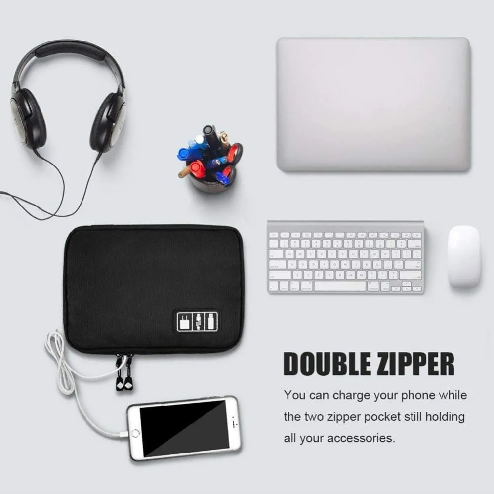 Electronics Organizer, OrgaWise Electronic Accessories Bag Travel Waterproof for iPad Mini, Kindle, Hard Drives, Cables, Chargers