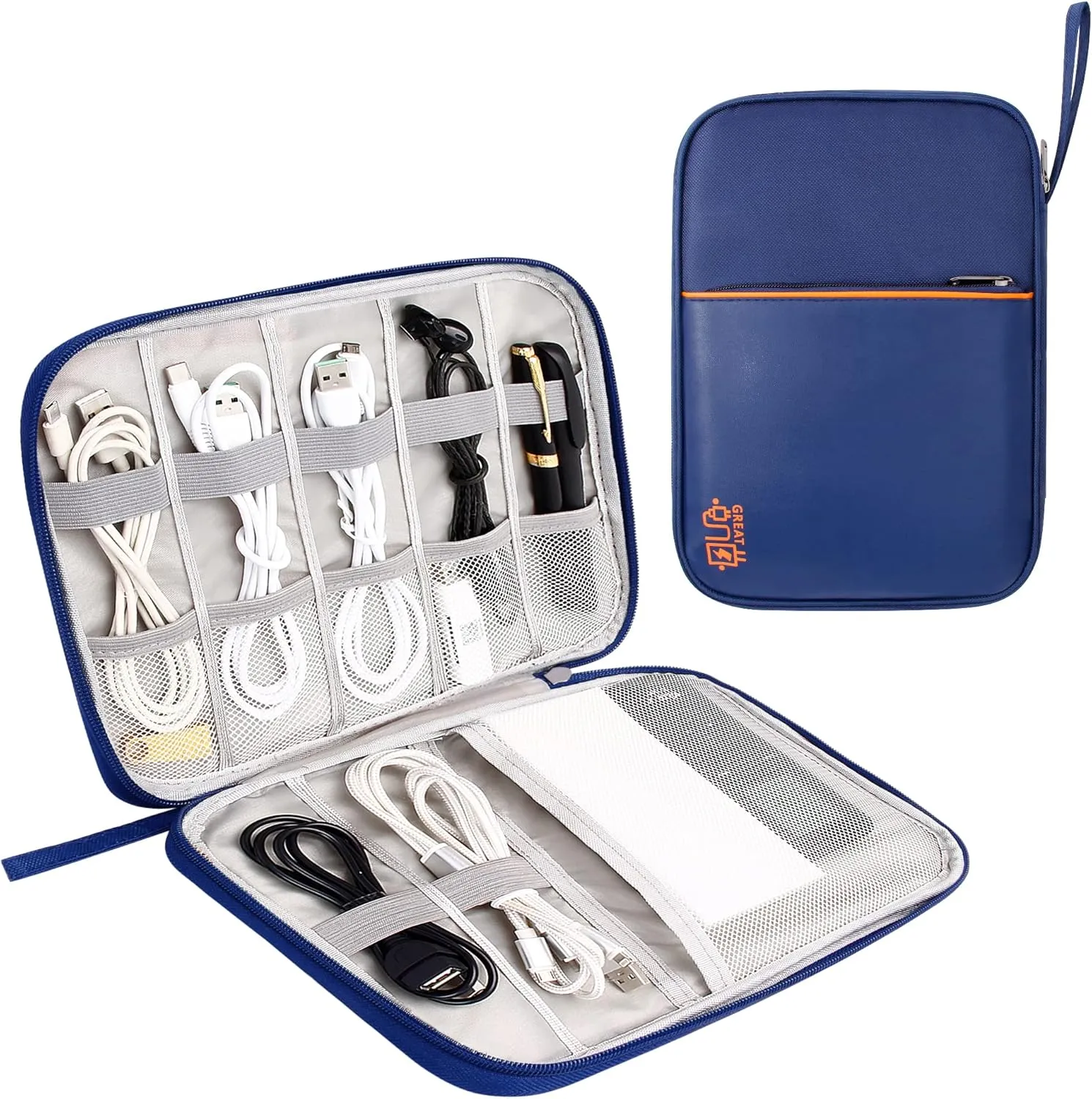 Electronics Organizer Small Travel Cable Organizer Bag Compact Waterproof Electronic Accessories Cord Case for Hard Drives, Cables, Cords, Chargers