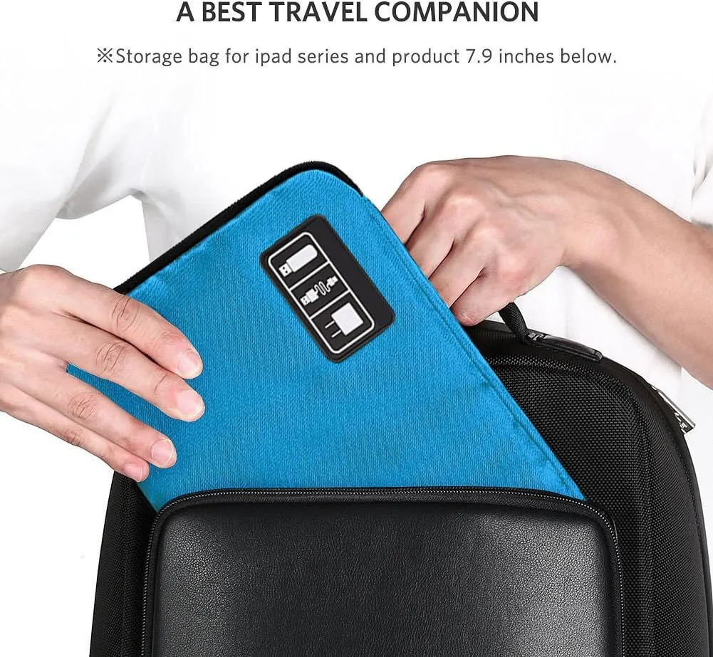 Electronics Phone Accessories Travel Bag Organizer, Waterproof Portable Cable Organizer Bag, Electronics Travel Gadget Carry Bag for Cables Cords Chargers Plugs etc(M,Blue)