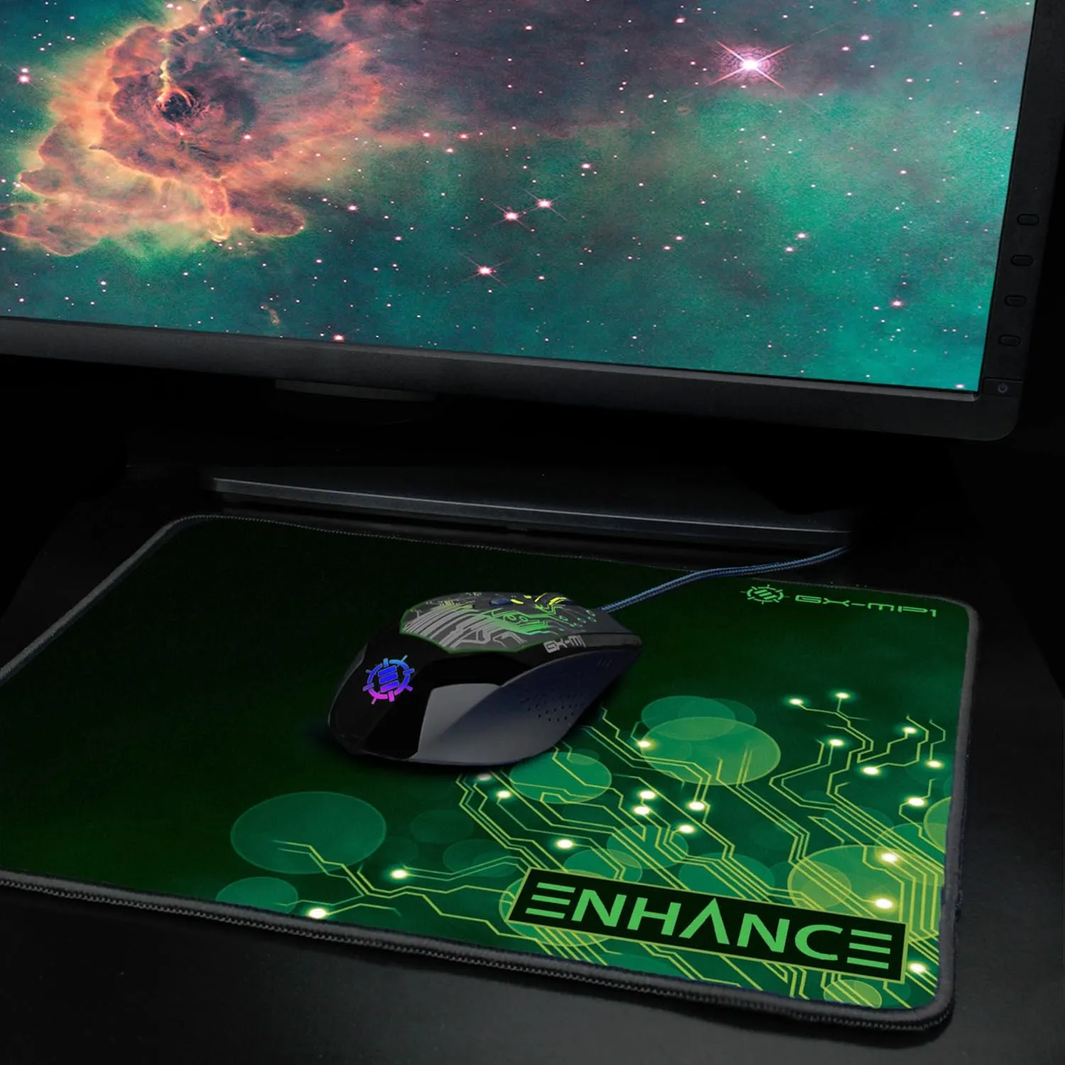 ENHANCE Large Gaming Mouse Mat, Non-Slip Base  Perfect for Gamers and Professional Gamers, for Playing GTA, FIFA 17, Farming Simulator 17, Sims 4 and More PC Games  Green