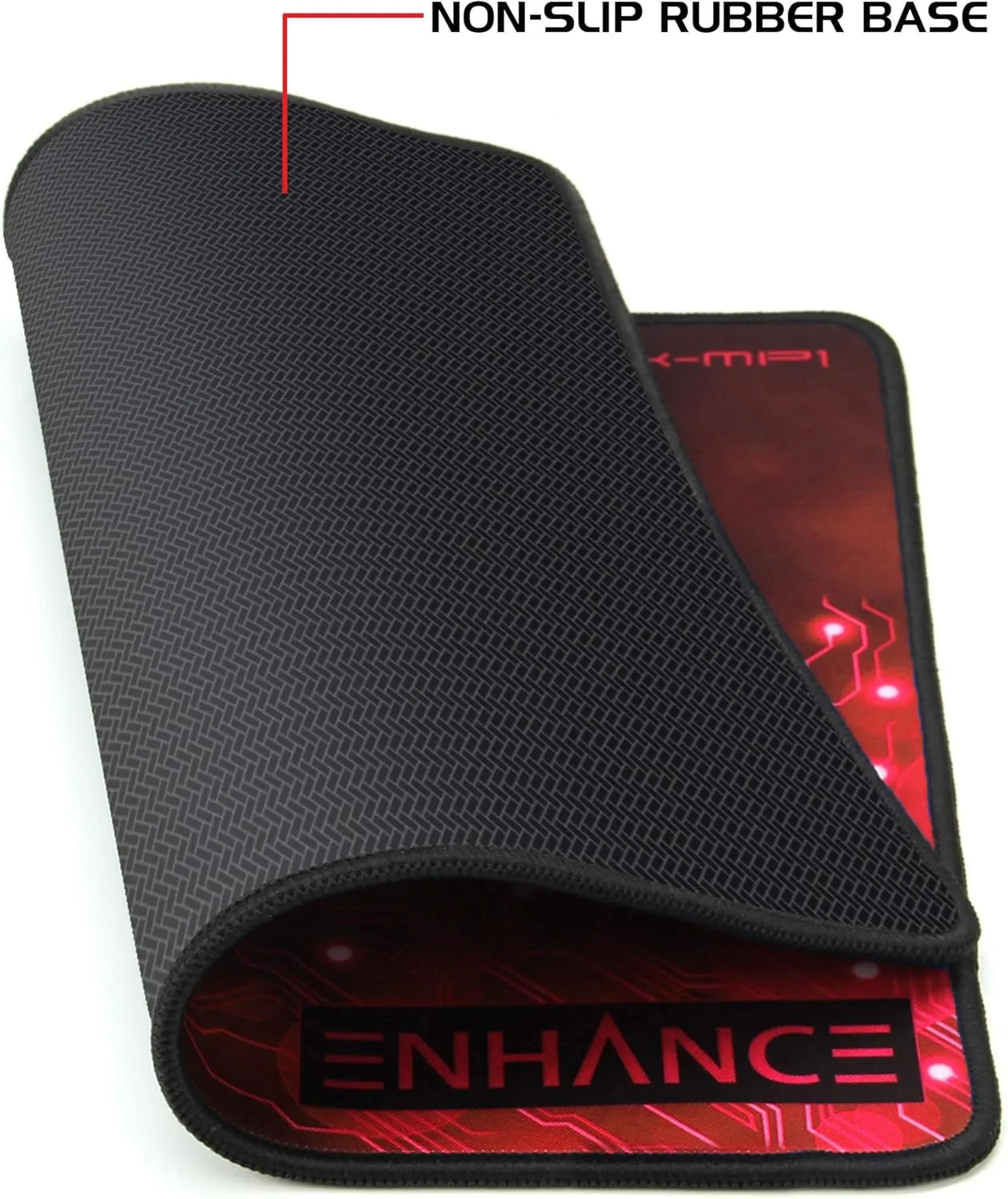 ENHANCE Large Gaming Mouse Pad XL - Big Mouse Mat , Anti-Fray Stitching , Non-Slip Rubber Base , High Precision Tracking for Thick Mousepad Smooth Cloth Fabric Professional Esports Mat (Red)