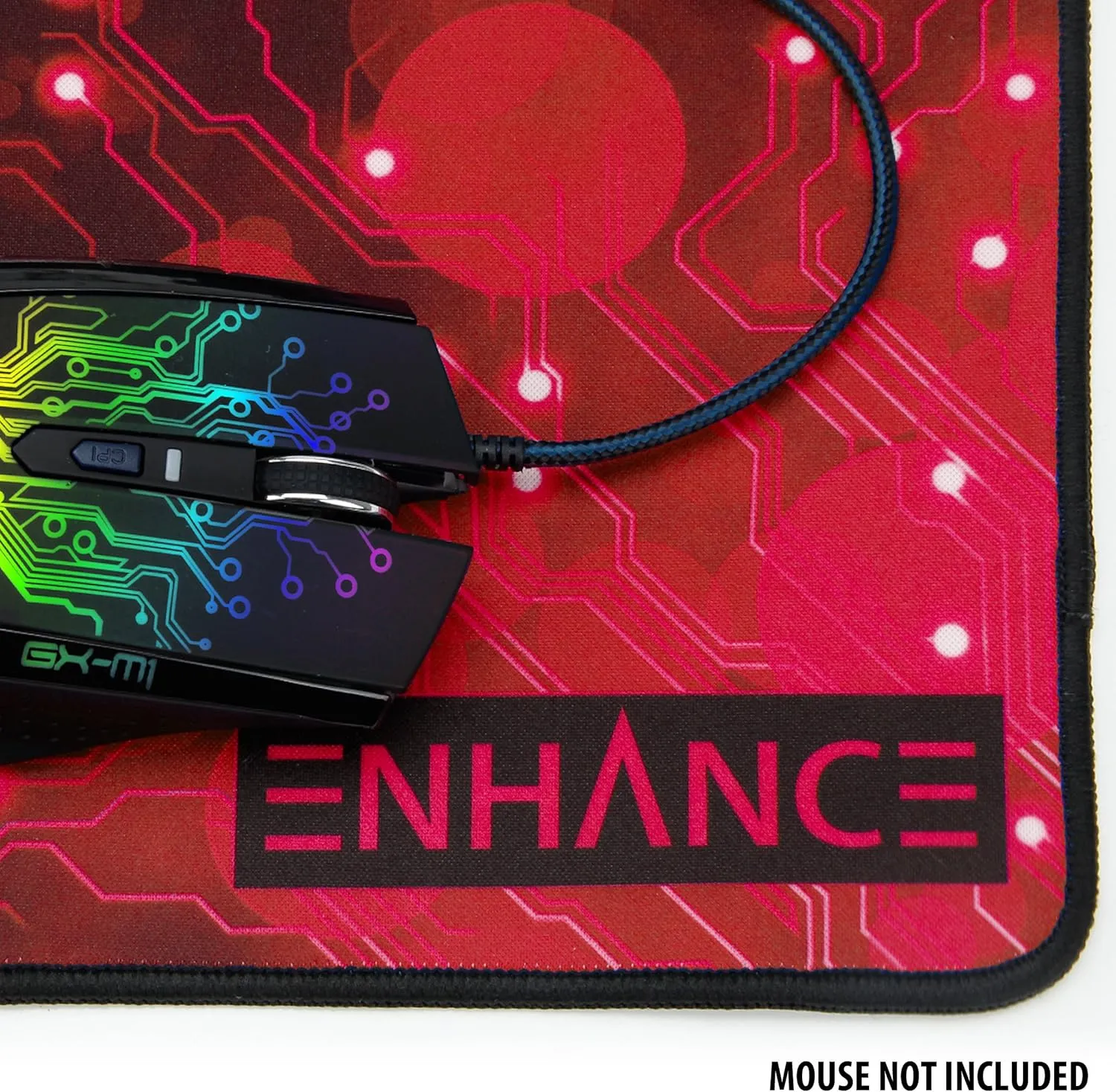 ENHANCE Large Gaming Mouse Pad XL - Big Mouse Mat , Anti-Fray Stitching , Non-Slip Rubber Base , High Precision Tracking for Thick Mousepad Smooth Cloth Fabric Professional Esports Mat (Red)