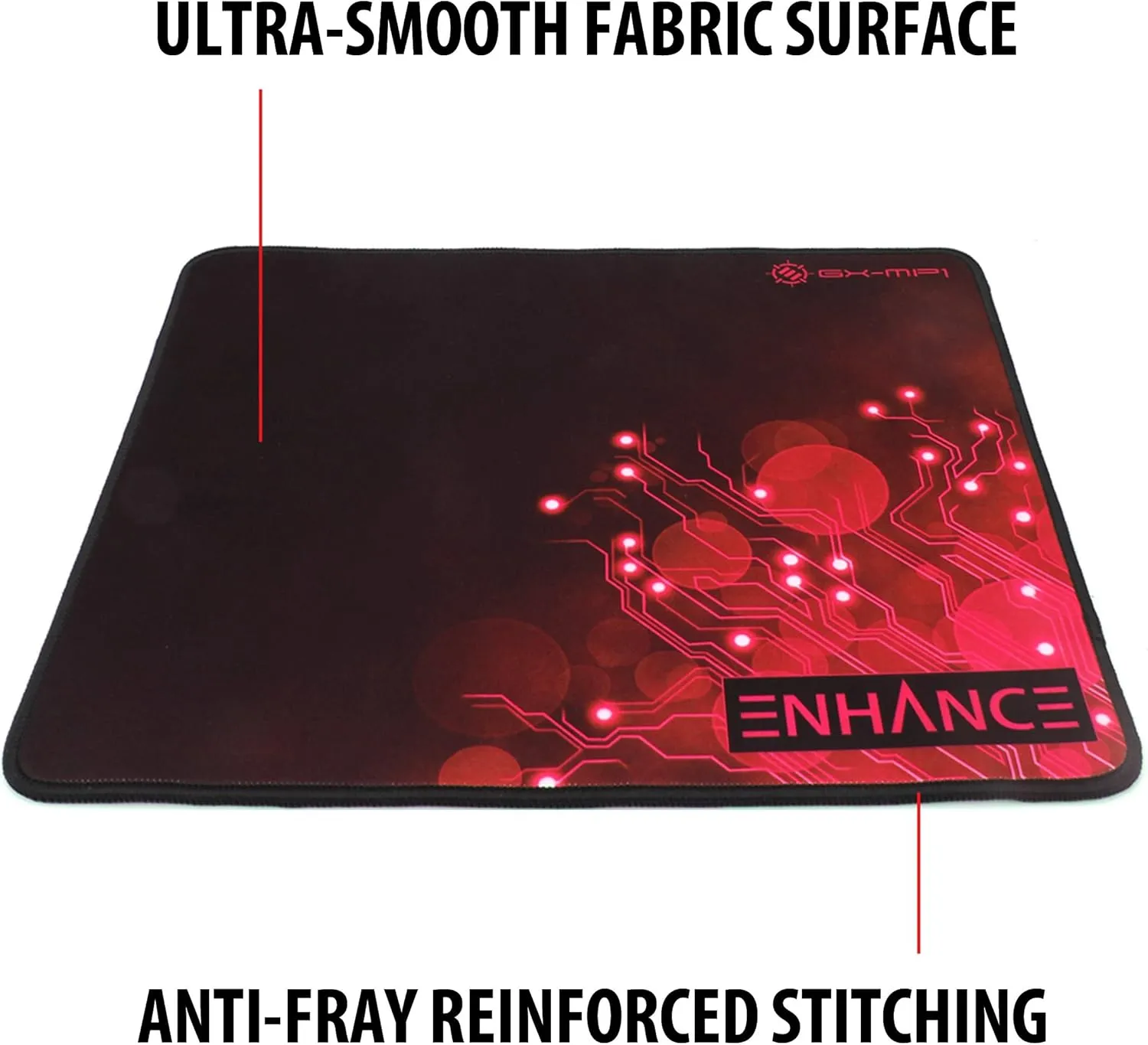 ENHANCE Large Gaming Mouse Pad XL - Big Mouse Mat , Anti-Fray Stitching , Non-Slip Rubber Base , High Precision Tracking for Thick Mousepad Smooth Cloth Fabric Professional Esports Mat (Red)
