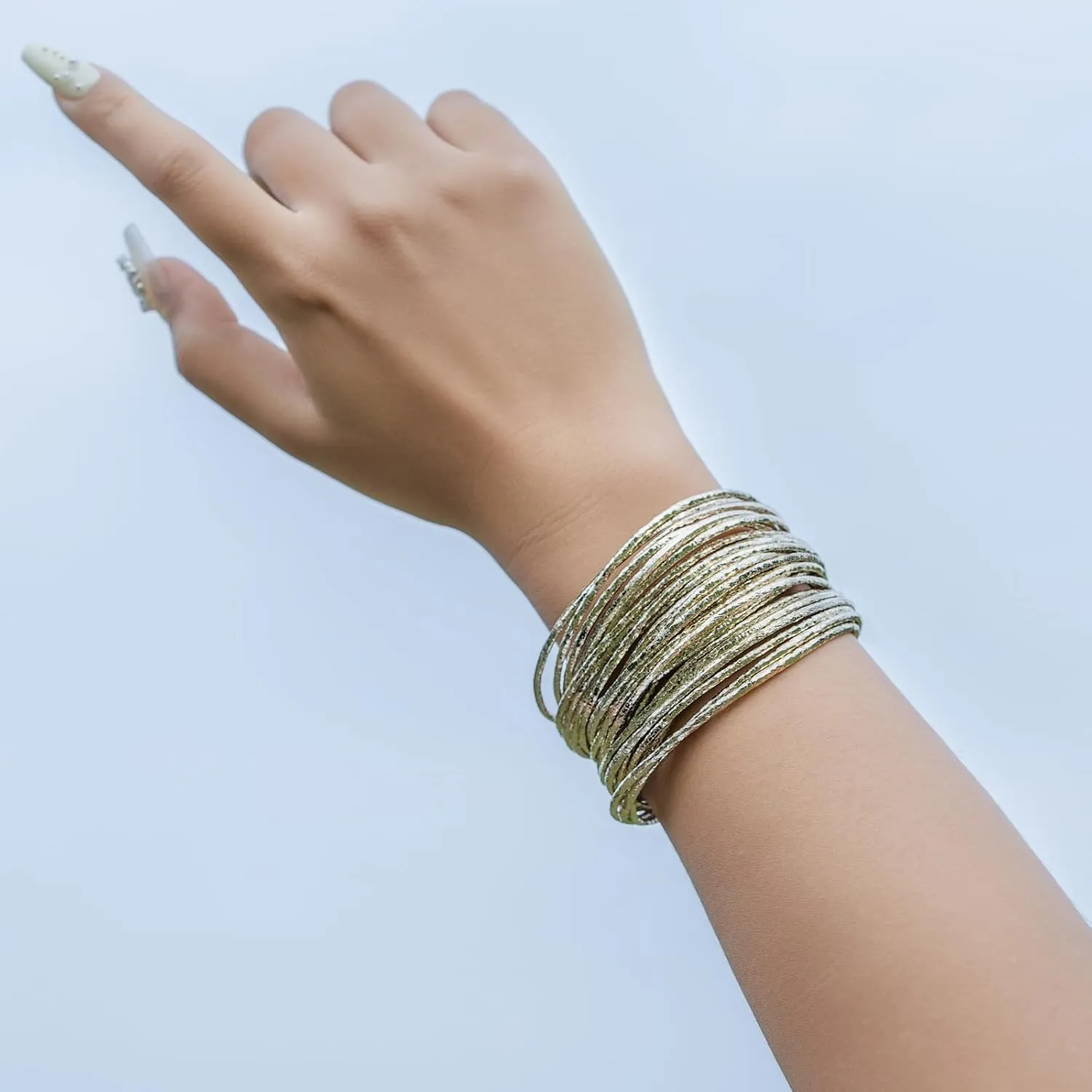 FANCY SHINY Boho Leather Bangle Bracelets Stackable Layer Wrap Strand Bracelets with Magnetic Clasp Handmade Trendy Jewelry for Women