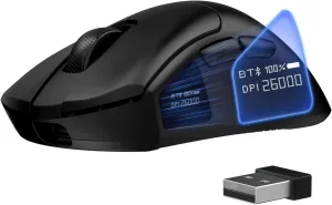 FFJ Wireless Gaming Mouse - 26000 DPI, 58G Ultra-Lightweight Gaming Mice with Screen Display, 3 Modes 2.4GHz/Bluetooth/Wired, APP Programmable Buttons, Compatible with Mac Laptop Xbox PC PS5 Black