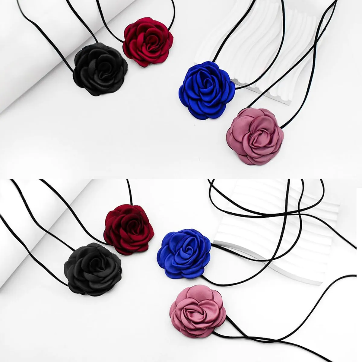 Flower Choker for Women Rose Choker Necklace Big Flower Velvet Choker Floral Choker Rose Flower Choker Lace Choker Women's Choker Necklaces Bride Wedding Party Summer Necklaces